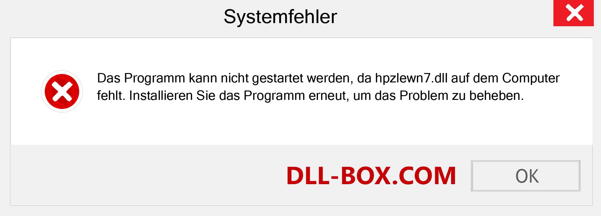 hpzlewn7.dll-Datei fehlt?. Download für Windows 7, 8, 10 - Fix hpzlewn7 dll Missing Error unter Windows, Fotos, Bildern